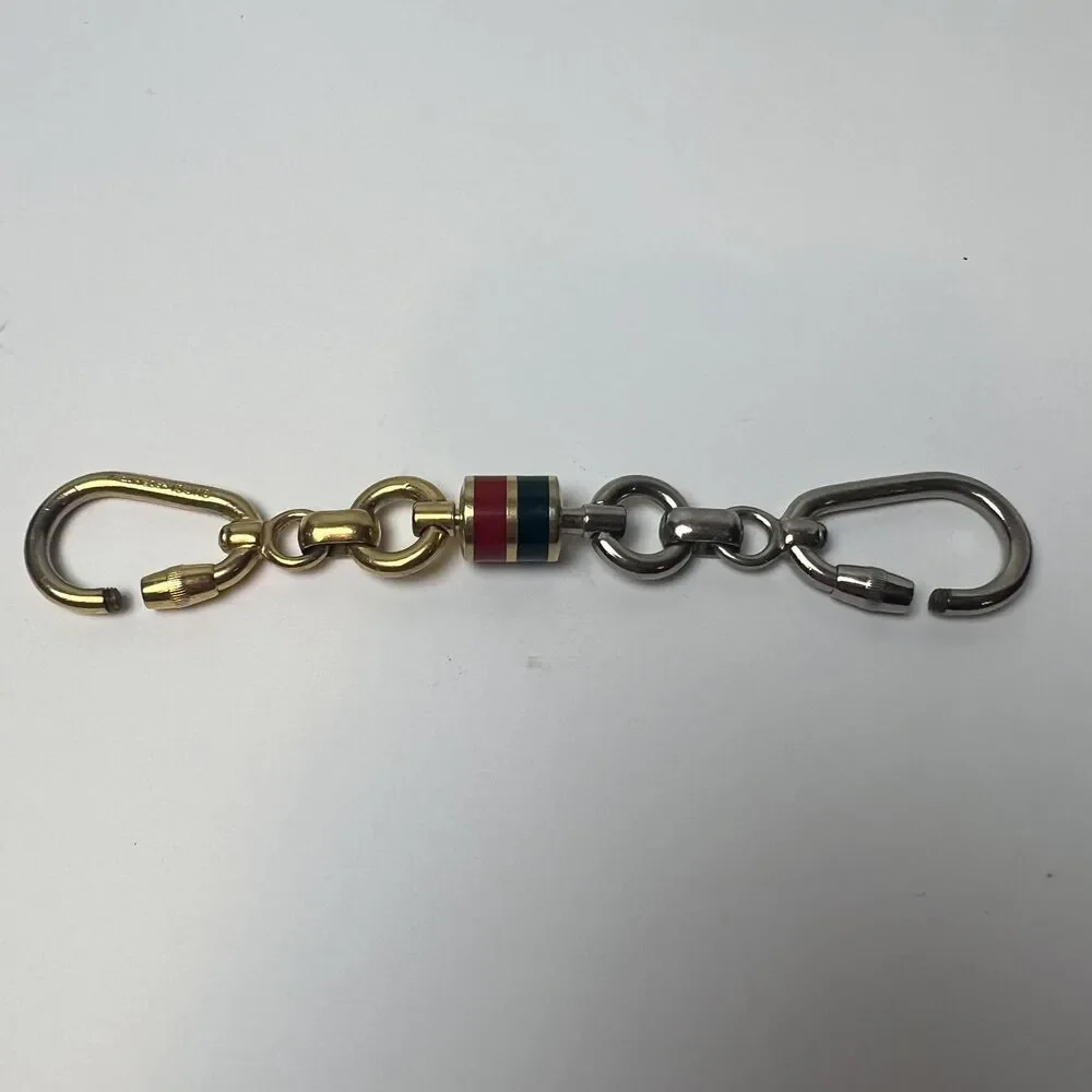 Authentic Gucci Keychain Gold & Silver Carabiner Keyring – Made in Italy